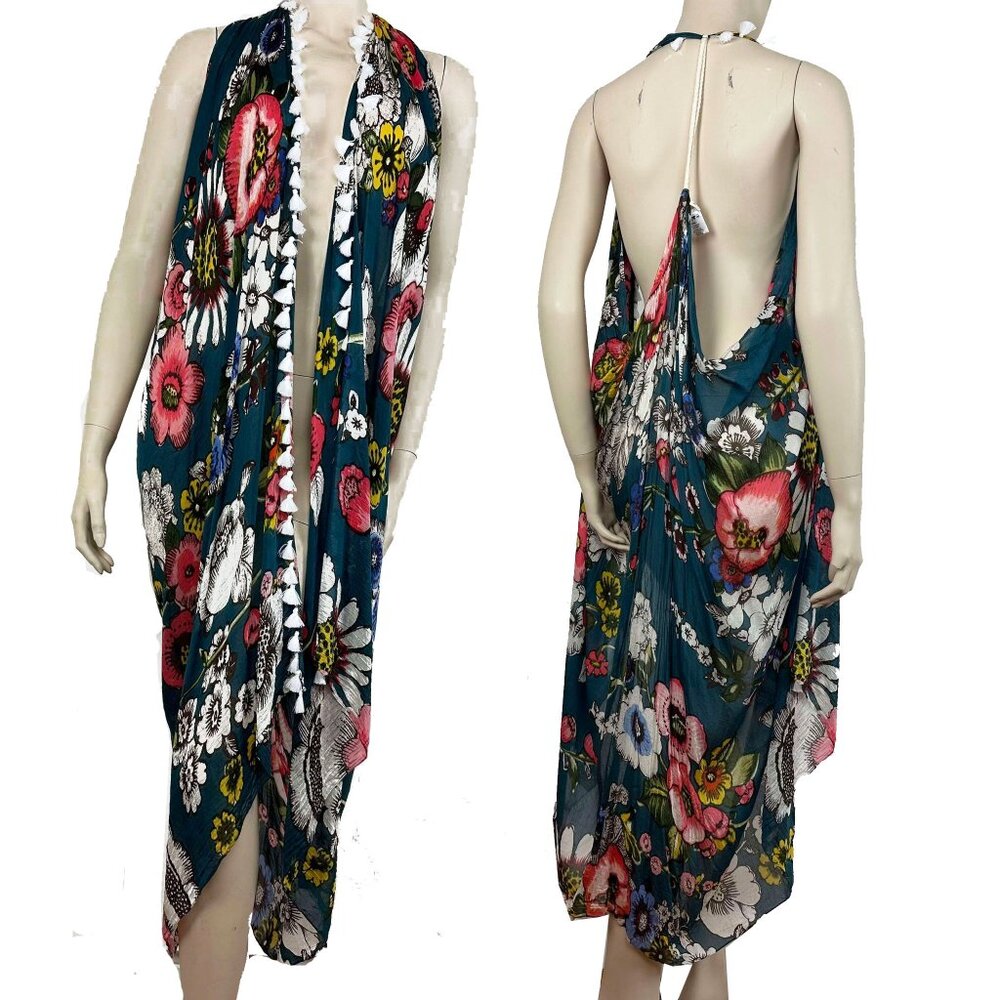 Subtle Luxury Pool To Party Cover Up OS Kimono Butterfly Cold Shoulder Sheer